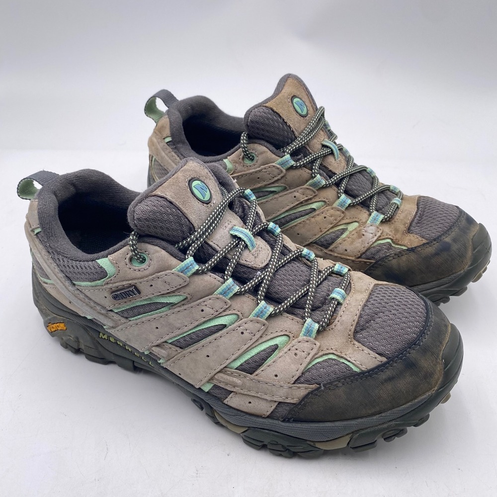 Merrell Moab 2 Waterproof Hiking Shoes Womens 10.5 Granite Mint Vibram J06028